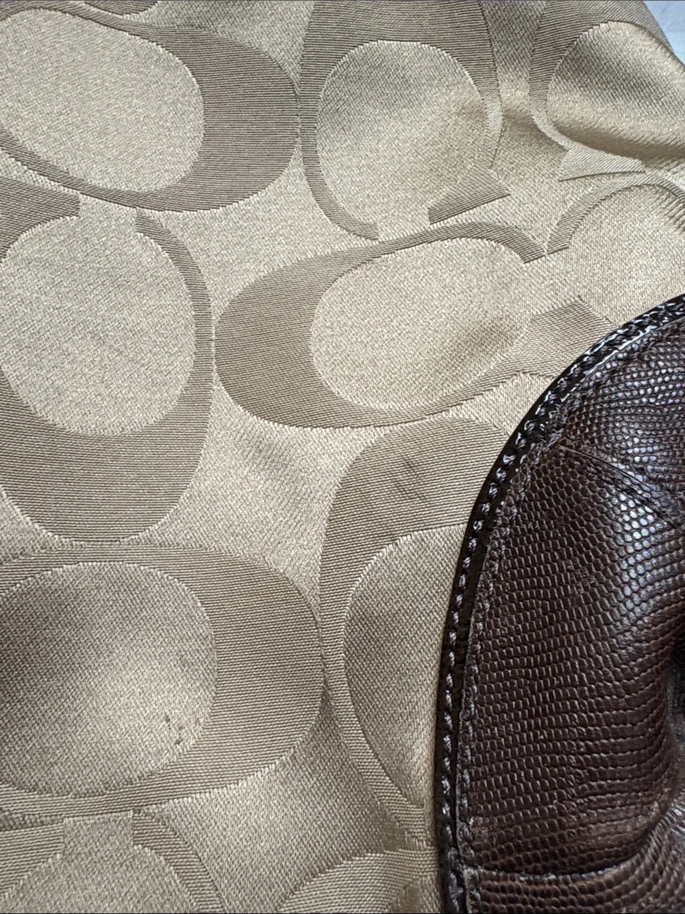 Coach Tan and Brown Signature Shoulder Bag